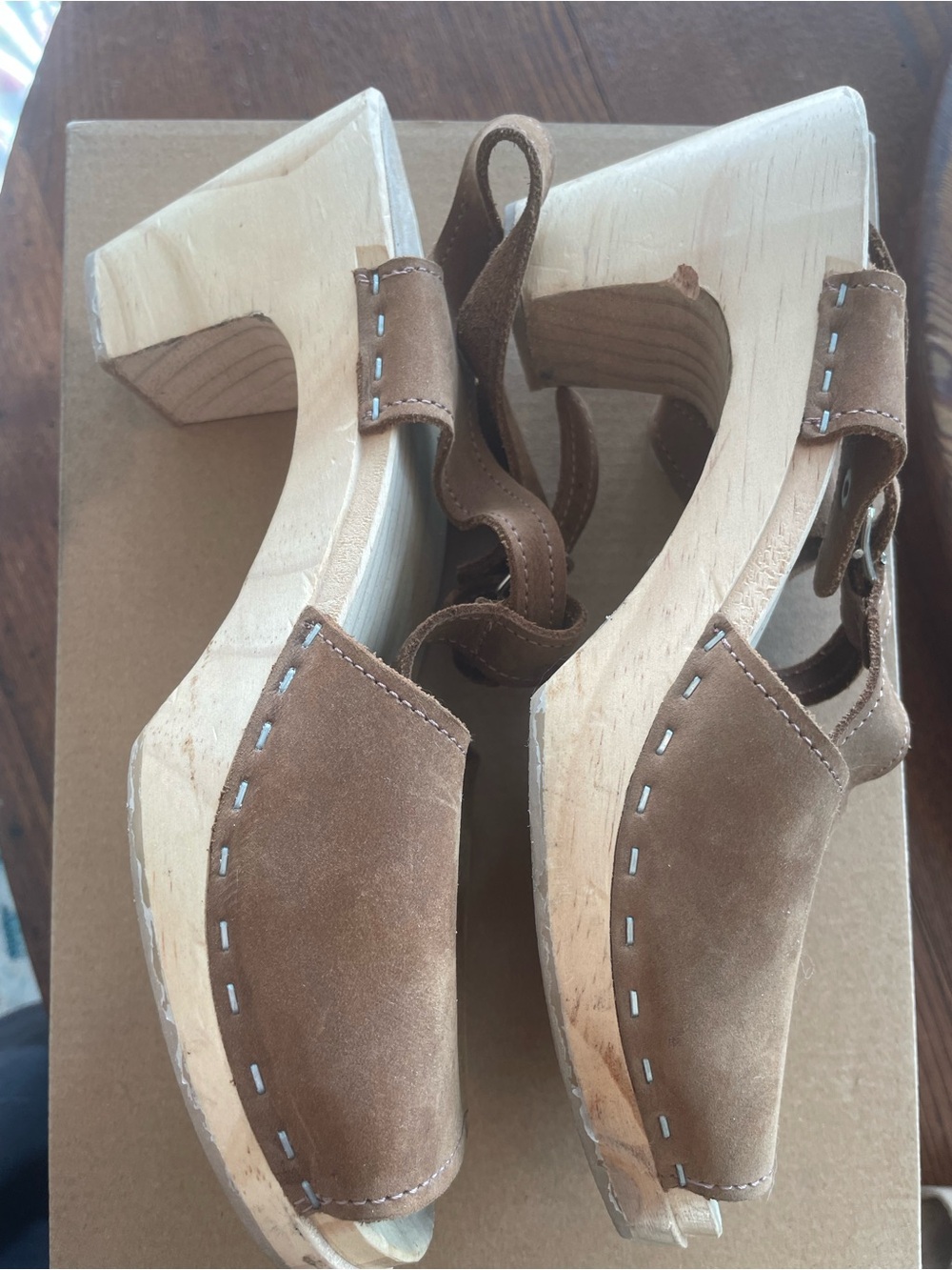 Sandgrens Brown Tan Suede Slingback Clog Sandals Size 39 - Picture 3 of 4